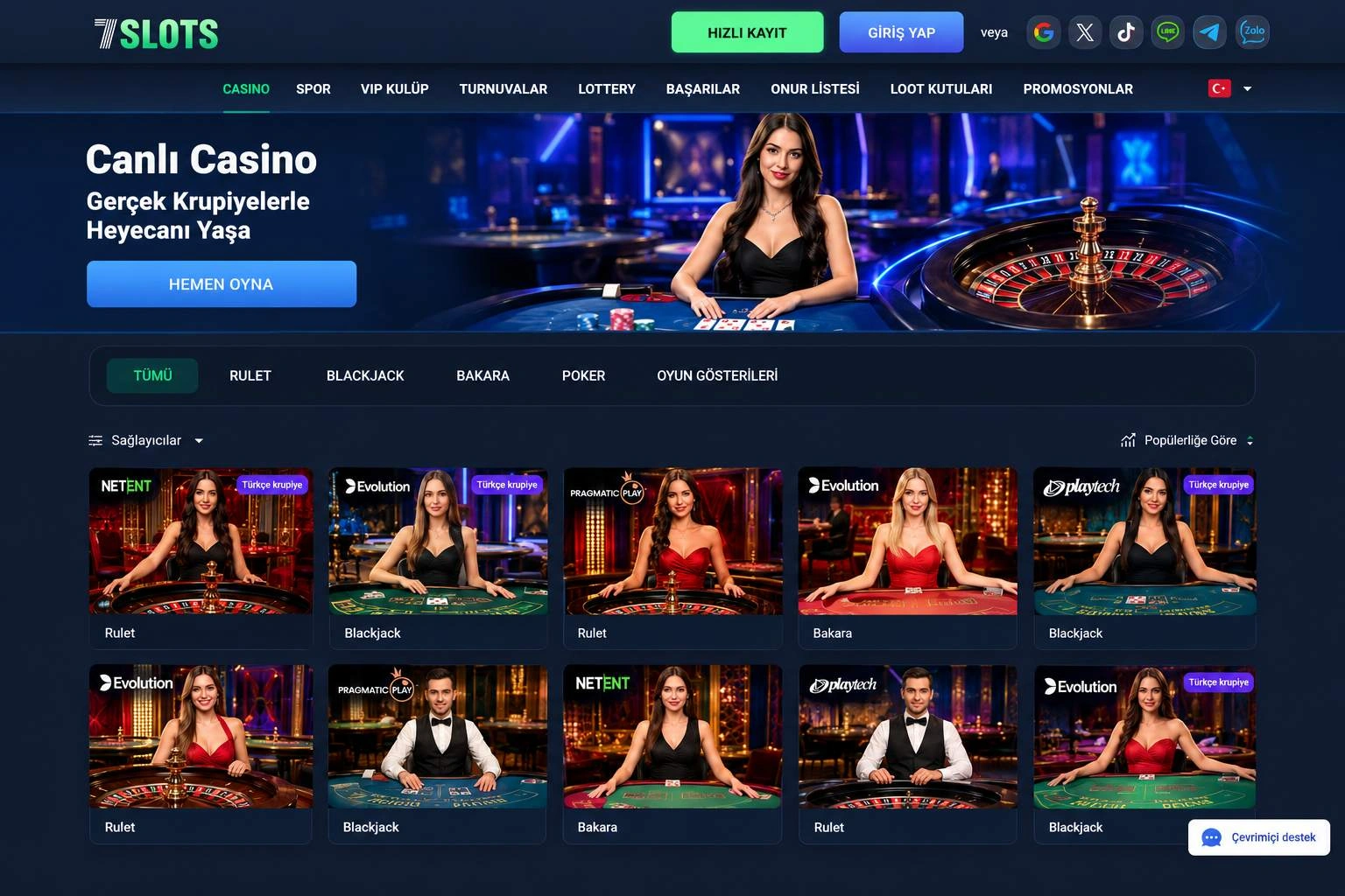 7slots casino güncel giriş canlı bölümündeki oyunlar ve demo sınırları